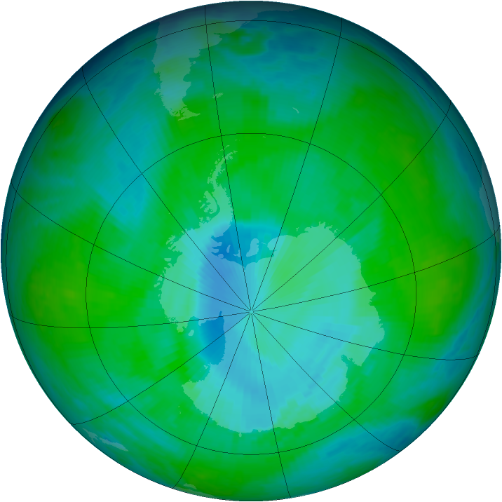 Antarctic ozone map for 14 December 1997